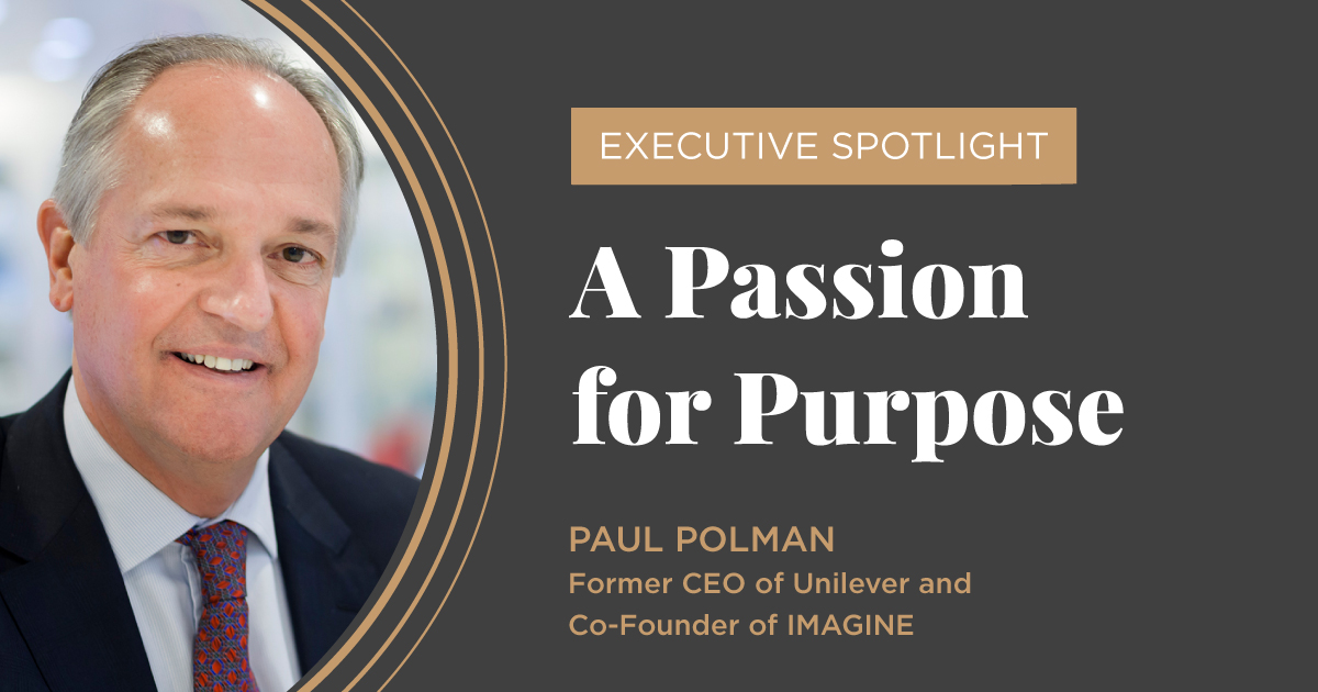 banner featuring paul polman and title a passion for purpose