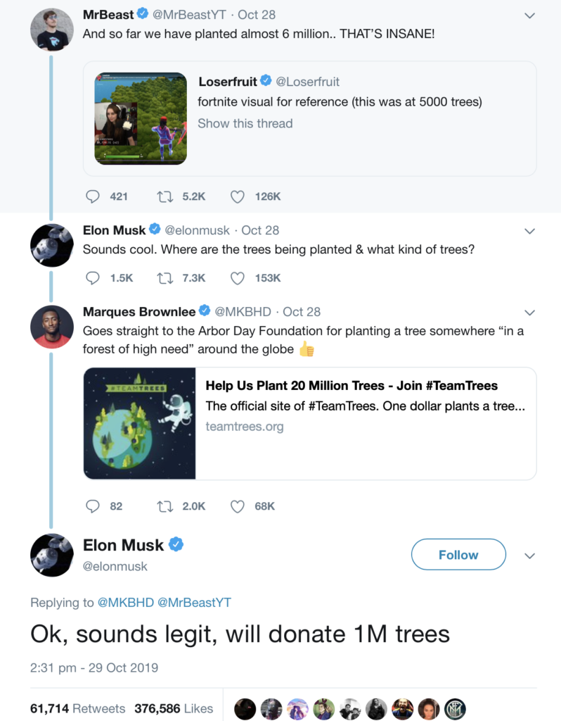 screenshot of Elon Musk's twitter profile
