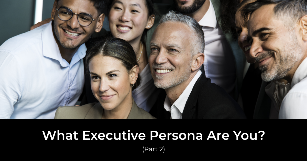 article banner image featuring a group office workers and the title what executive persona are you part 2