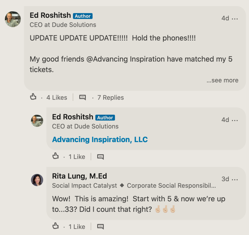 screenshot of ed roshitsh's linkedin comment