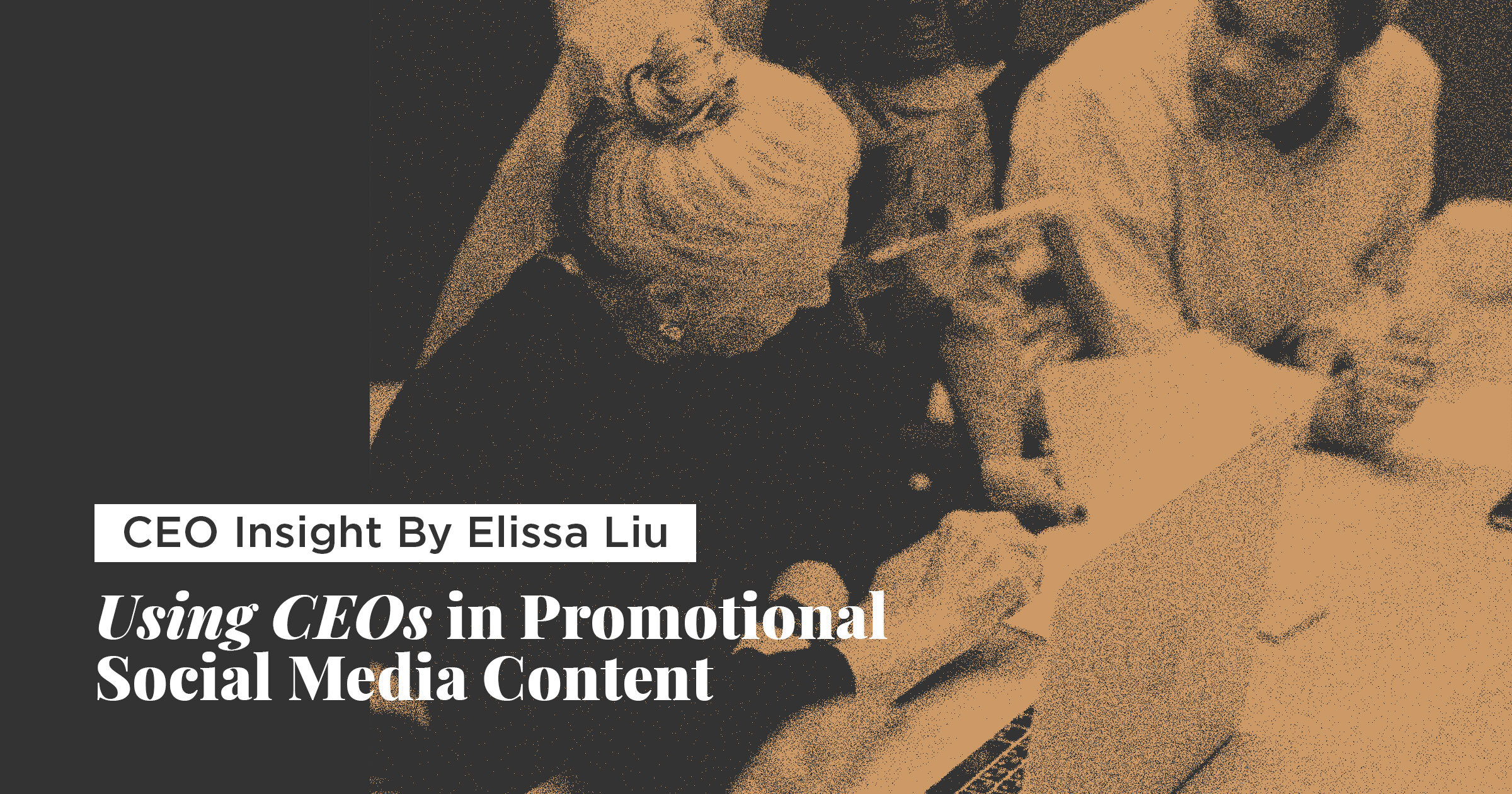 banner featuring a group of women working on a laptop with the title ceo insights by elissa liu using ceos in promotional social media content