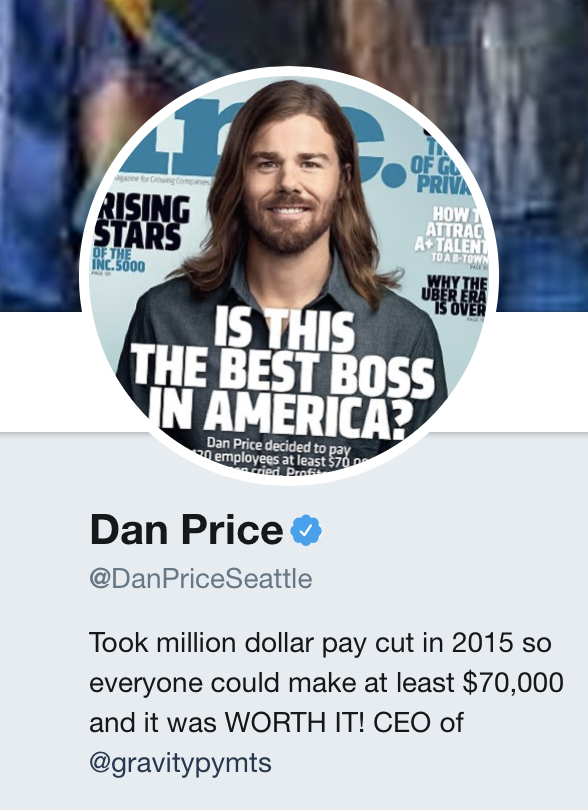 screenshot of dan price's twitter profile